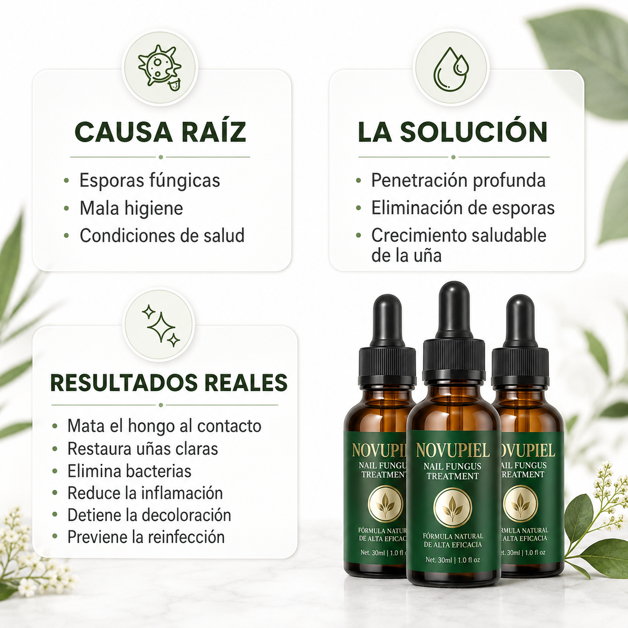 Aceite Reparador de Uña · Resultados visibles en 7 días